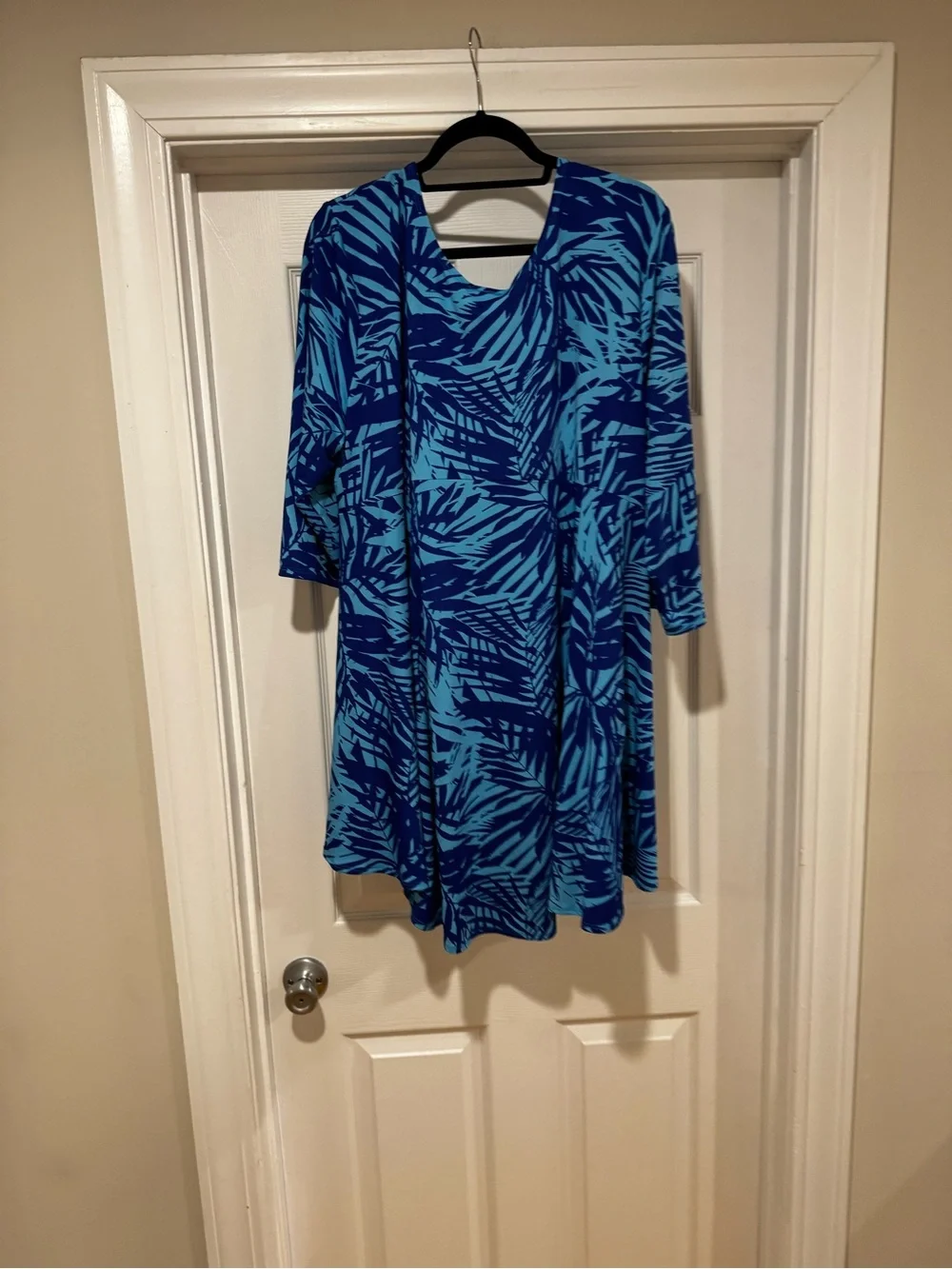 Blue Tropical Print Tunic Top